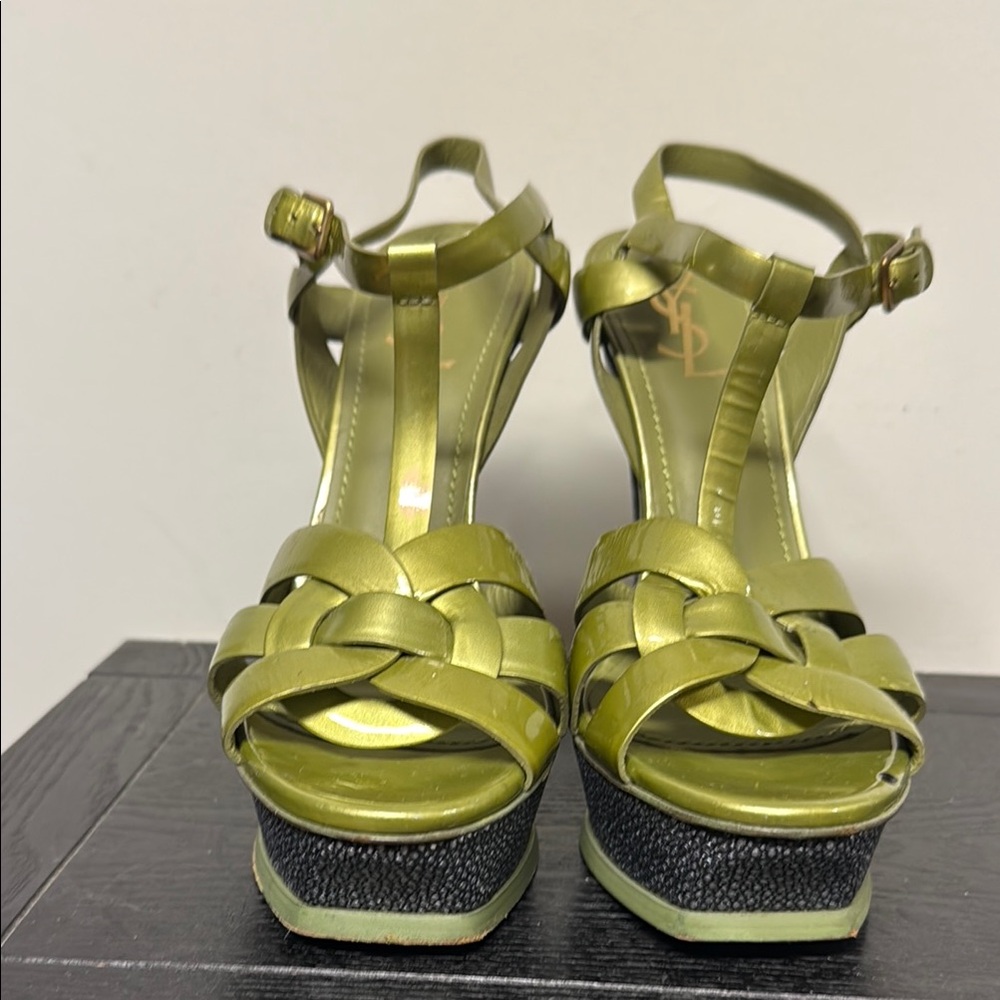 Yves Saint Laurent Green Heeled Sandals